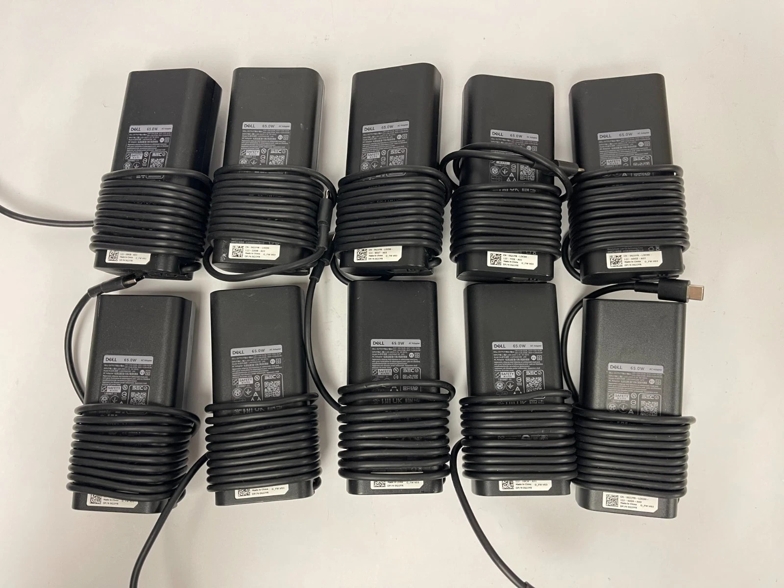 10 PCS GENUINE Dell 65W USB-C Type C Charger Power Adapter