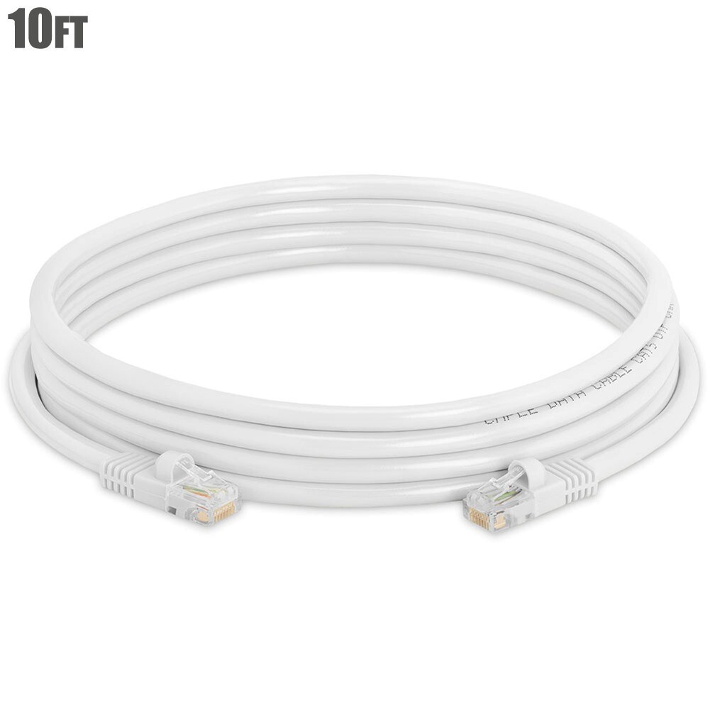 10FT Cat5e RJ45 Network LAN Ethernet UTP Patch Cable Cord 350MHz 24AWG CCA White
