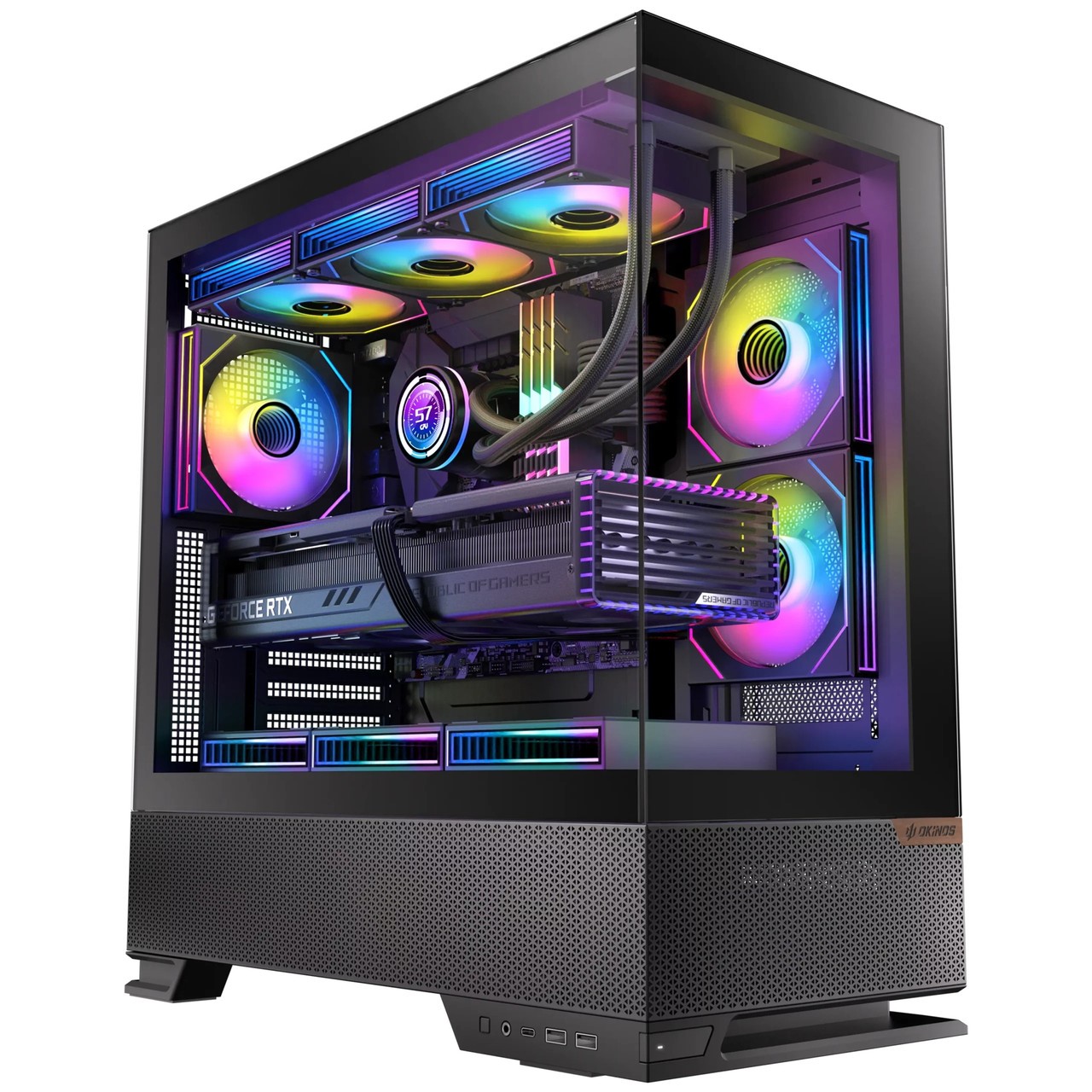 OKINOS Aqua 6 infinity Mid Tower ATX case tempered glass USB-C 10Gbps 435mm