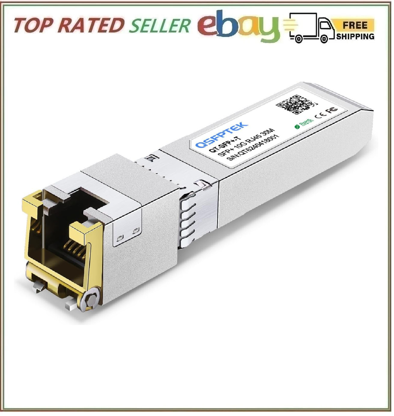 QSFPTEK 10G SFP+ RJ45 Module, 10Gbe giga Mini-GBIC SFP to rj45 Copper Transce...