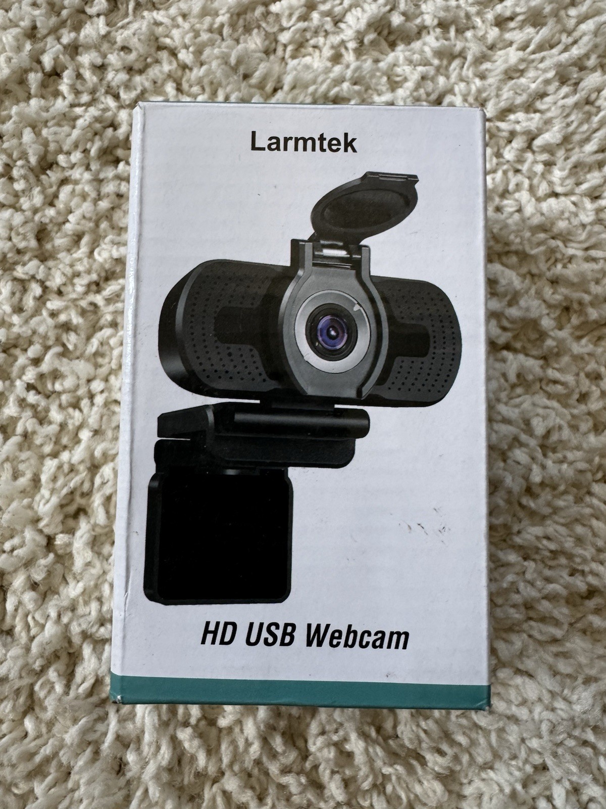 LarmTek W2 HD USB 2.0 Webcam 1080P, Privacy Cover, Microphone, Clip-On, Black