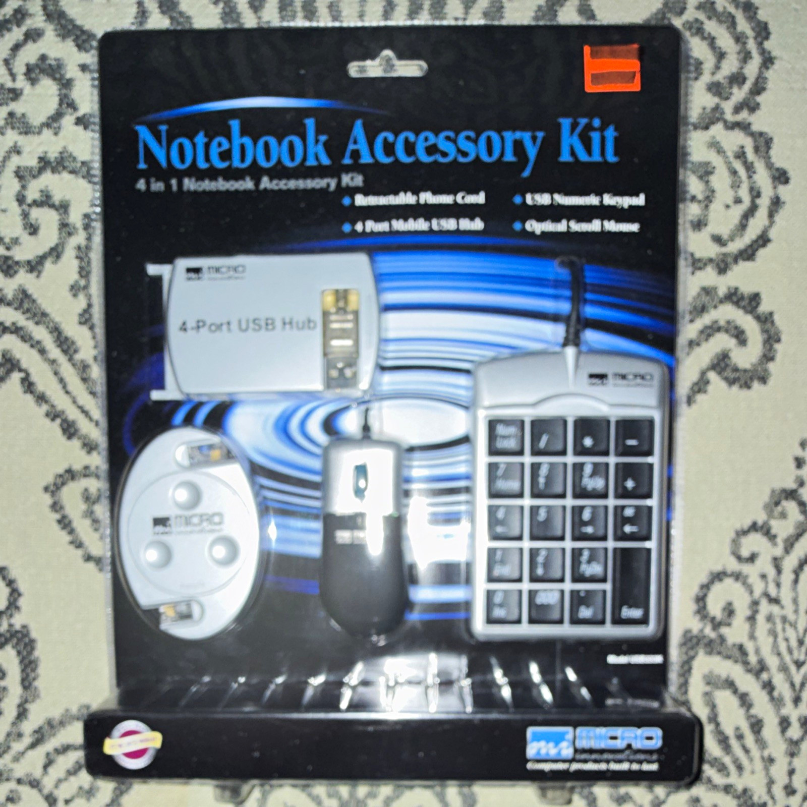 Micro Innovations 4-in-1 Notebook Accessory Kit Hub Keypad Mouse Cord USB333X