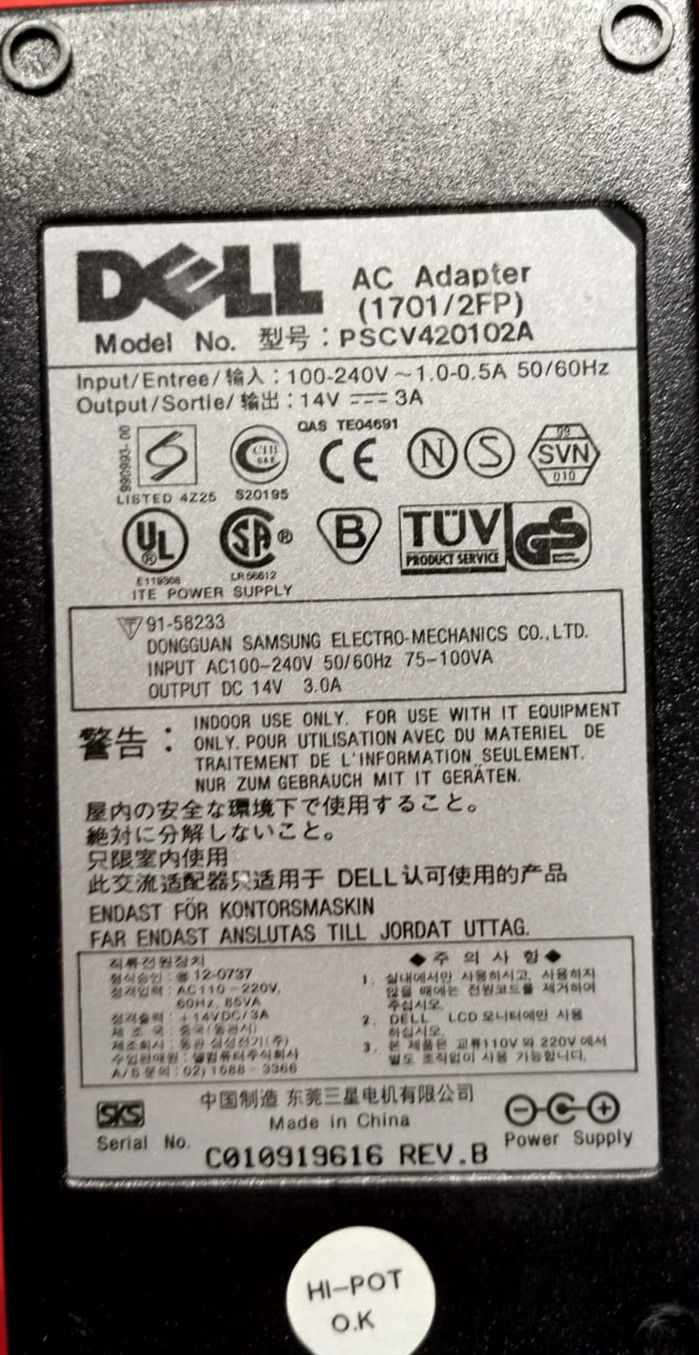 Dell AC adapter 14V 3A PSCV420102A (1701/2FP)