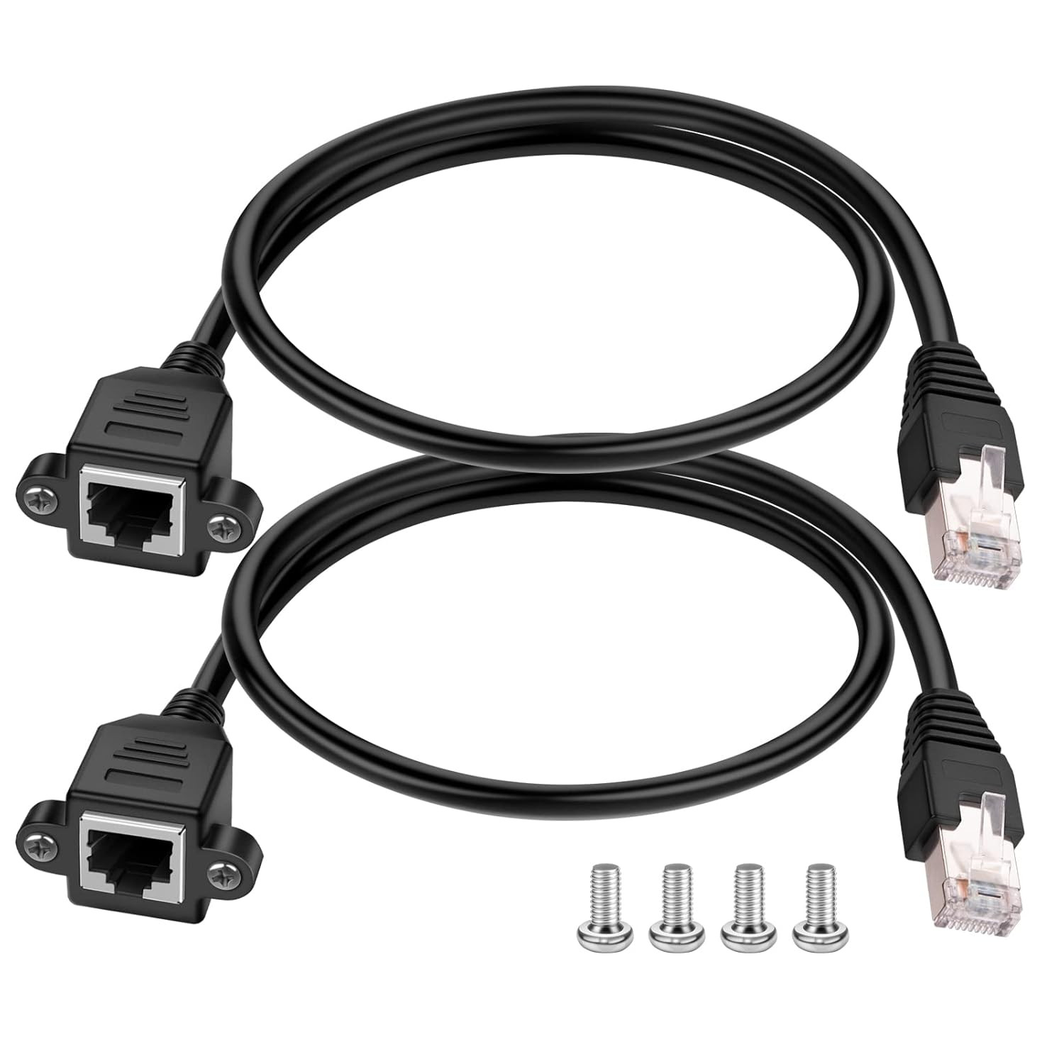 Igreely Ethernet Extender 2Pack RJ45 Male to Female Screw Panel Mount Cat6/Cat5E
