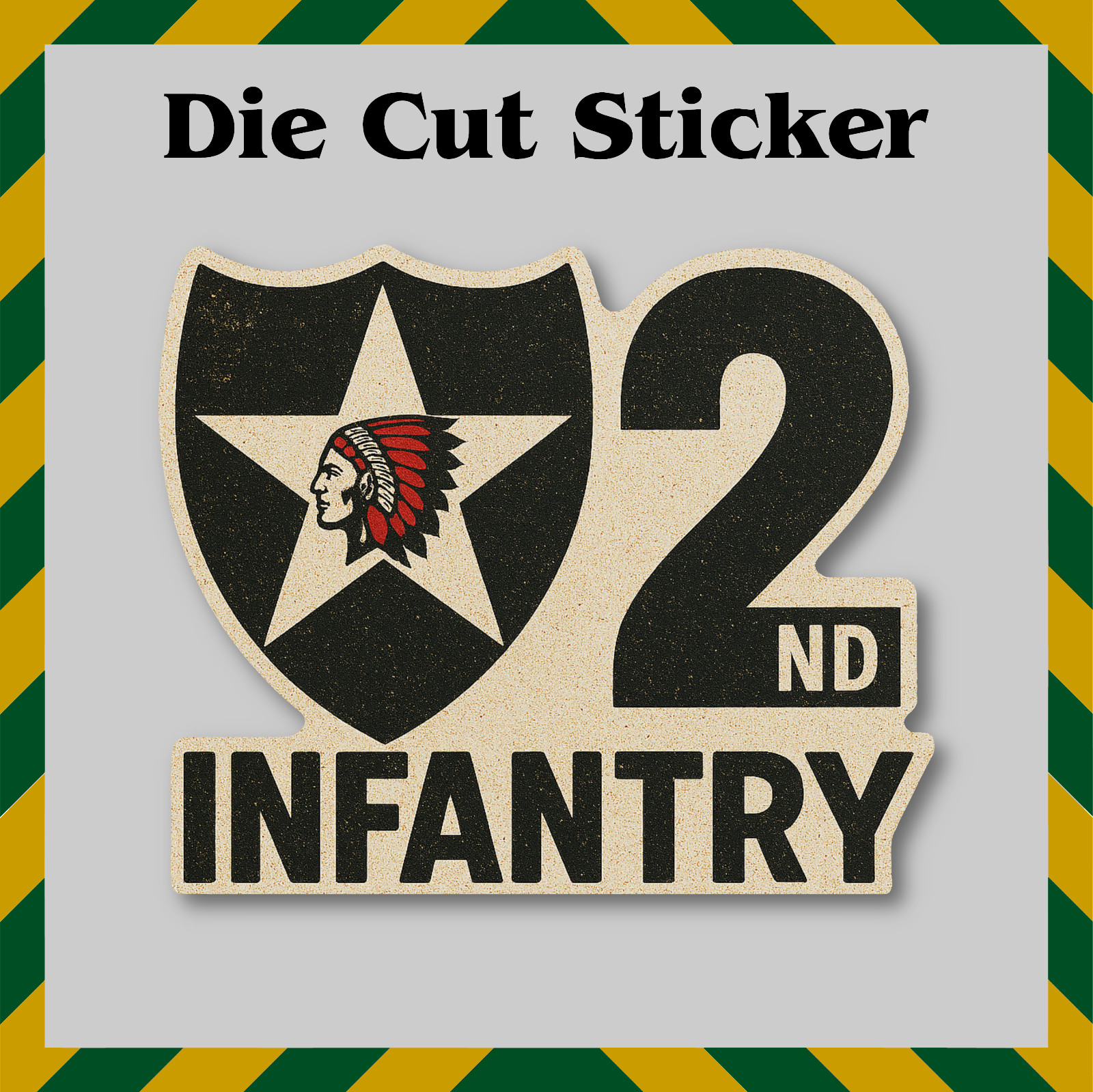 2nd Infantry Division Sticker, Vintage Style Waterproof Vinyl Decal, Indianhead