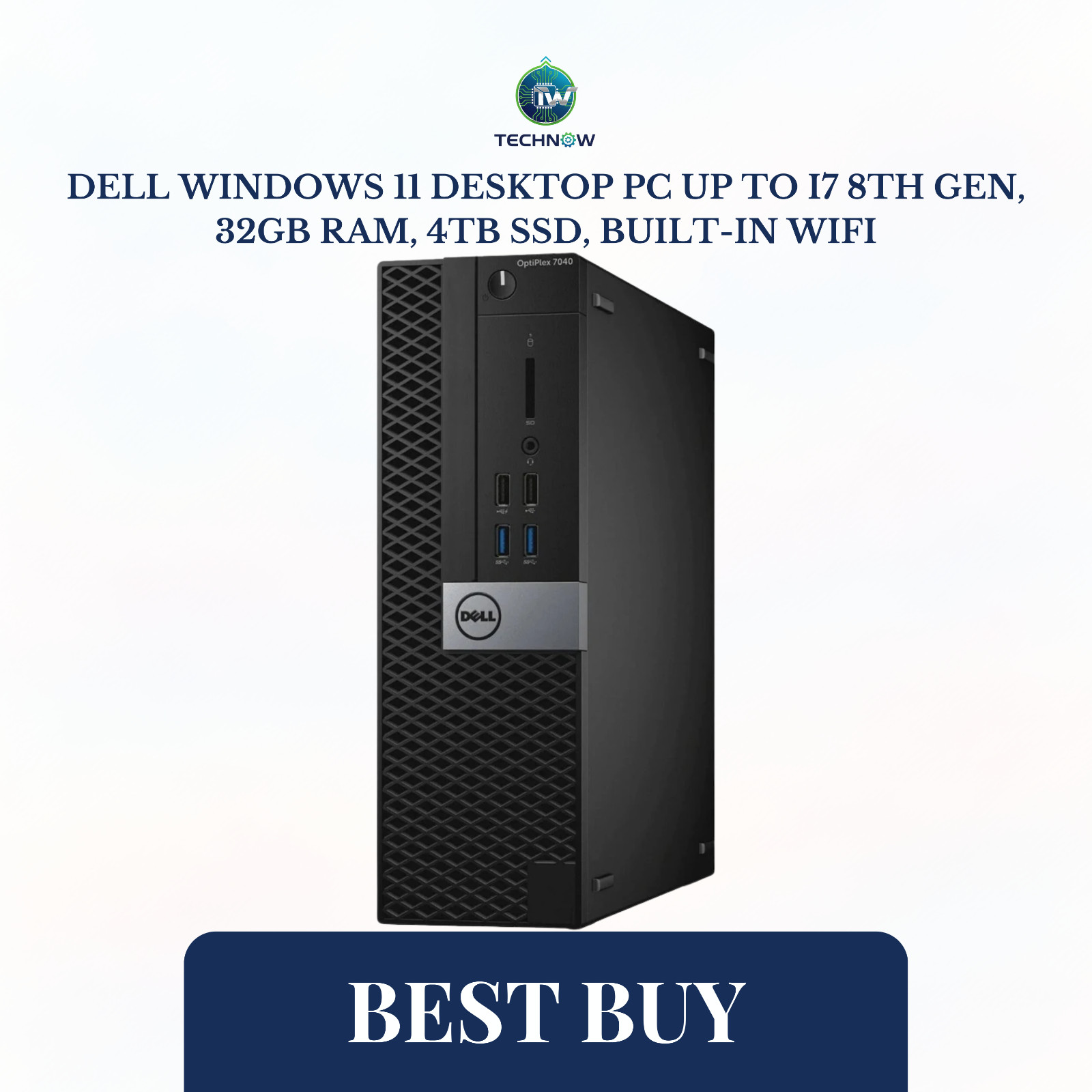 Dell Windows 11 Desktop PC up to i7 8th Gen, 32GB RAM, 4TB SSD, Built-In WiFi