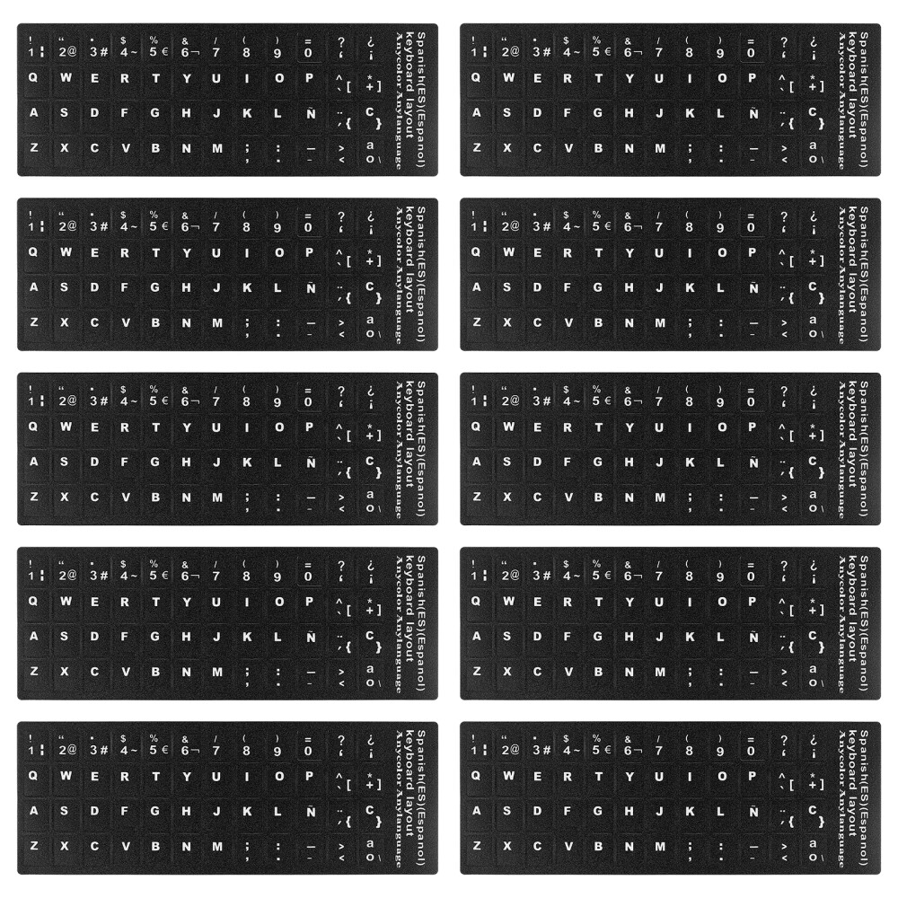 10 Sheets Spanish Computer Keyboard Stickers Laptop Notebook Keyboard Stickers