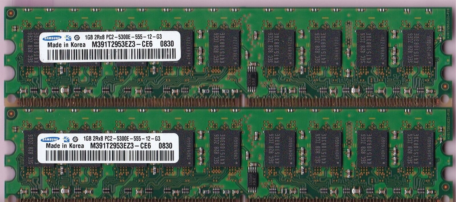 2GB 2x1GB PC2-5300E SAMSUNG M391T2953EZ3-CE6 DDR2-667 ECC Ram Memory Kit 240-Pin