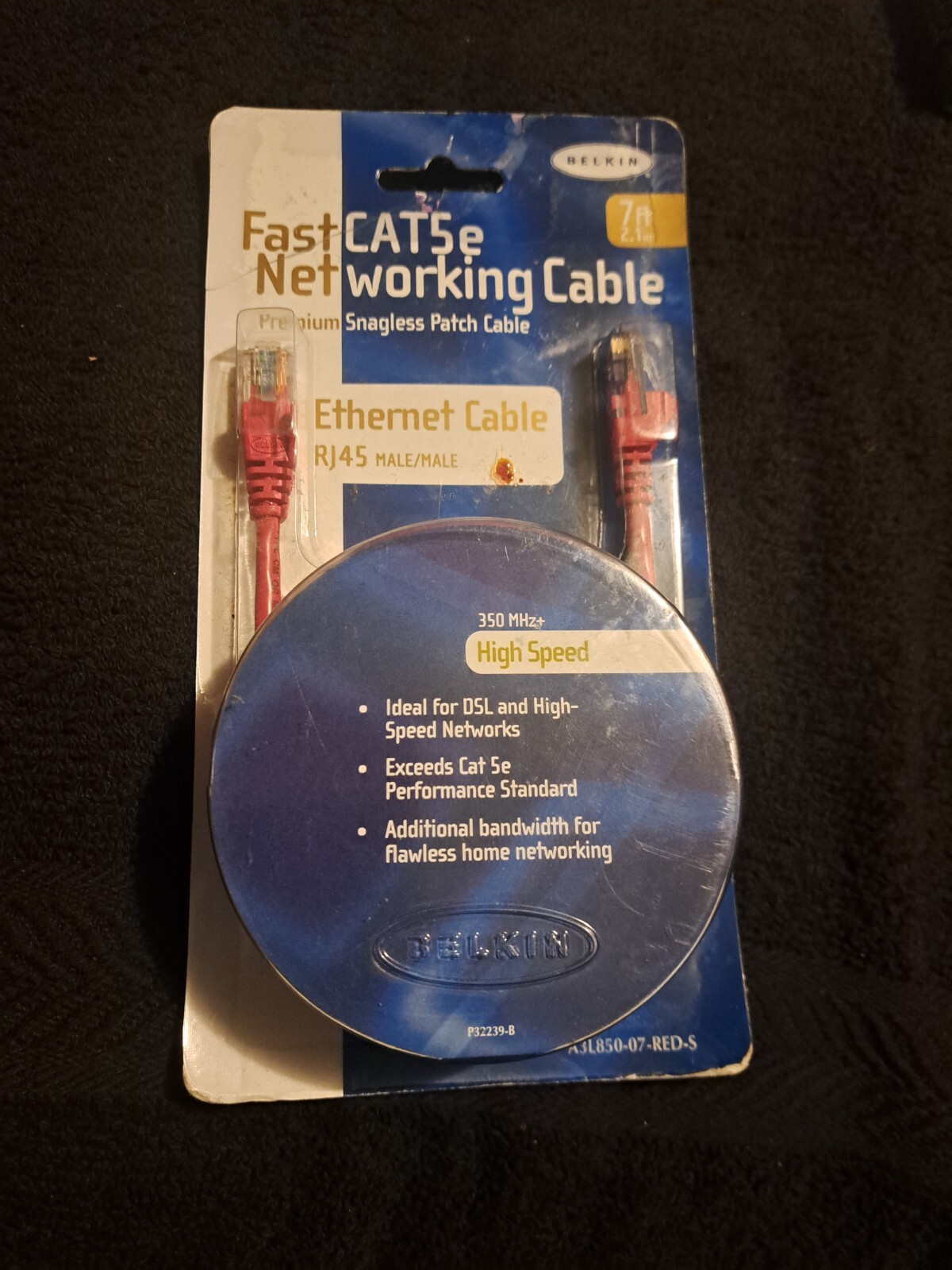 BELKIN fast CAT5e Networking Ethernet cable RJ45 Male/Male   7 FT 350 MHz+