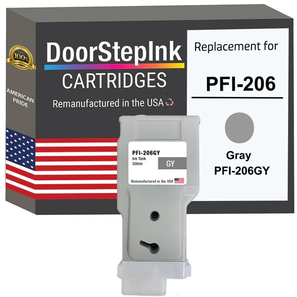 DoorStepInk Compatible Ink Cartridges For Canon PFI-206 Gray 300ml-USA