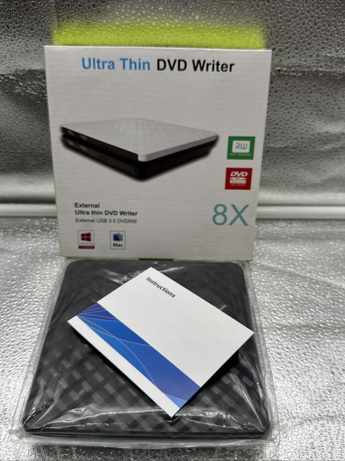 Ultra Thin Dvd Writer external USB 3.0 8X For Windows or Mac Model CB31005 White
