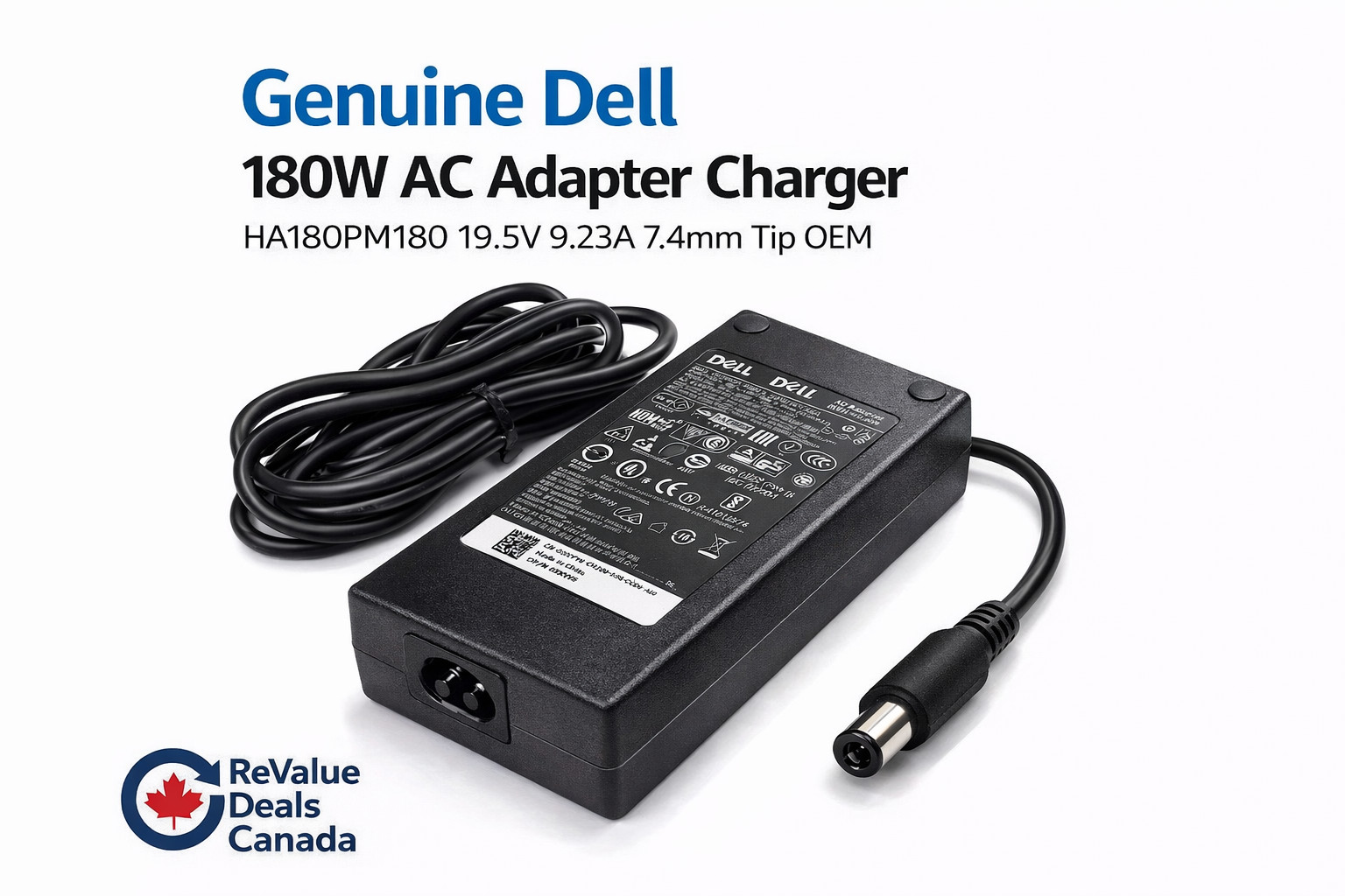 Genuine Dell 180W AC Adapter HA180PM180 19.5V 9.23A 7.4mm OEM Charger