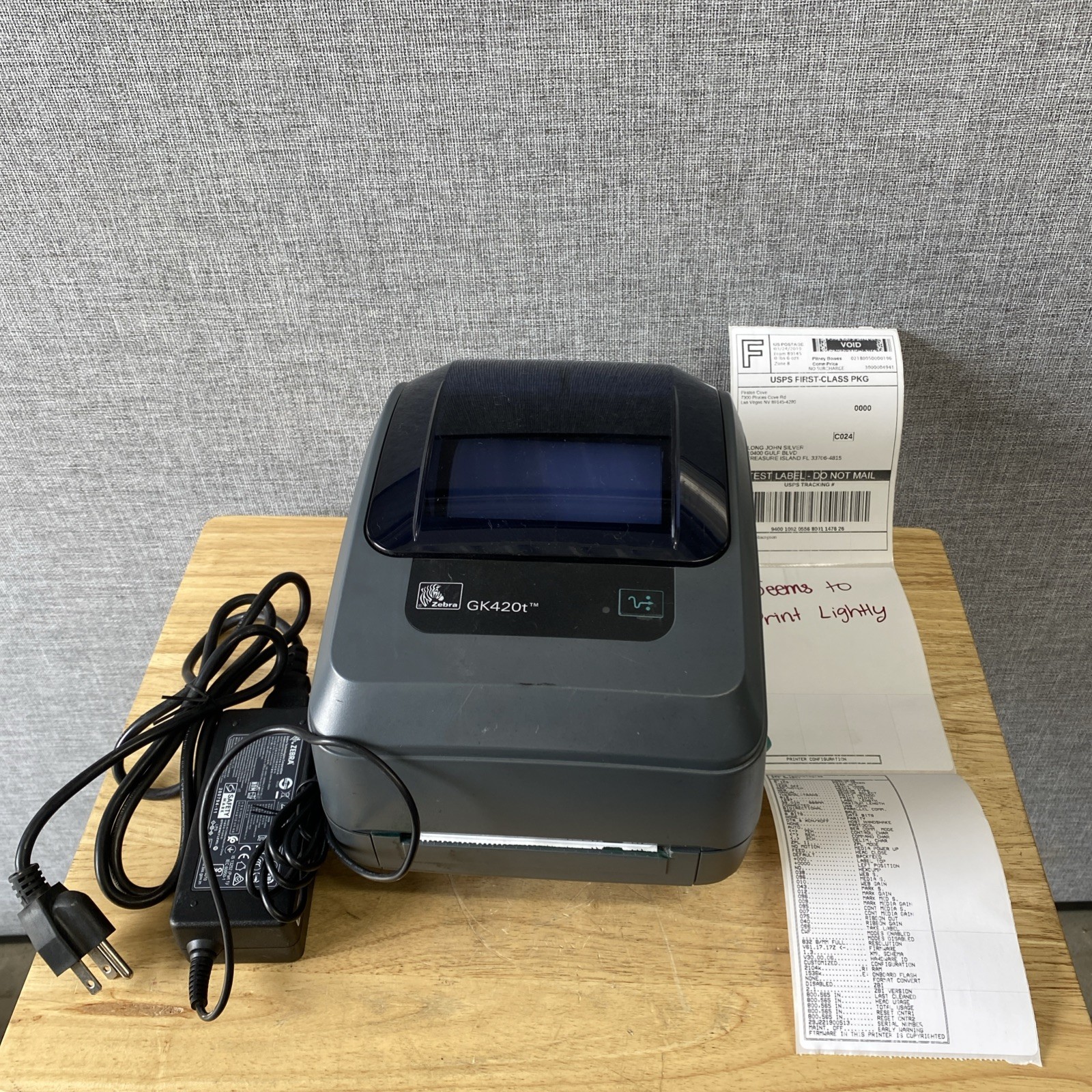 Zebra GK420t Thermal Label Printer USB Ethernet GK42-102210-000 w/ PSU Tested