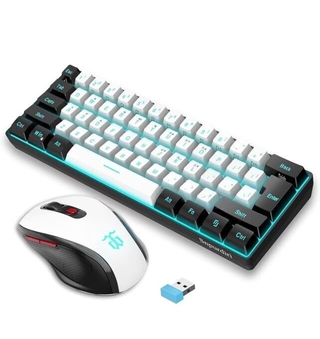 60% Keyboard 2.4G Wireless Mouse Combo Merchanical Feel RGB Backlit Ergonomic