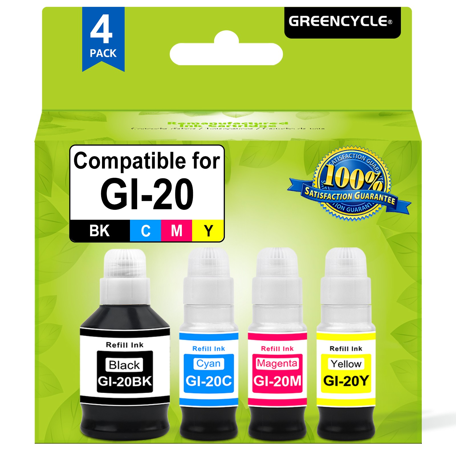 4PK GREENCYCLE 70ml BMCY Ink Refill For Canon PIXMA G7020 G6020 G5020 Printer