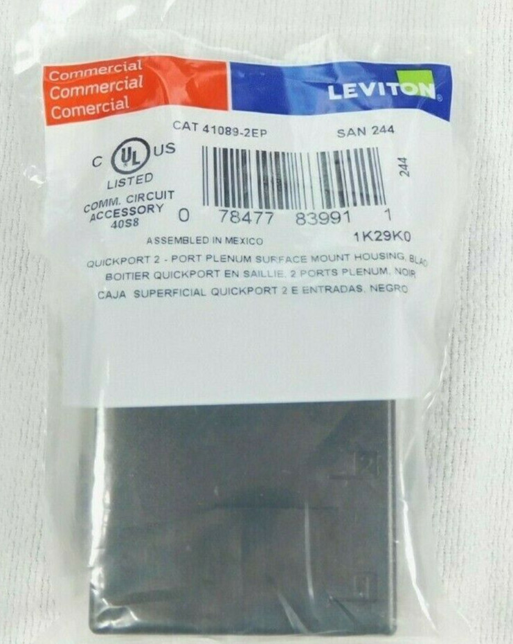 41089-2EP Leviton Surface-Mount QuickPort Box, 2-Port, Black