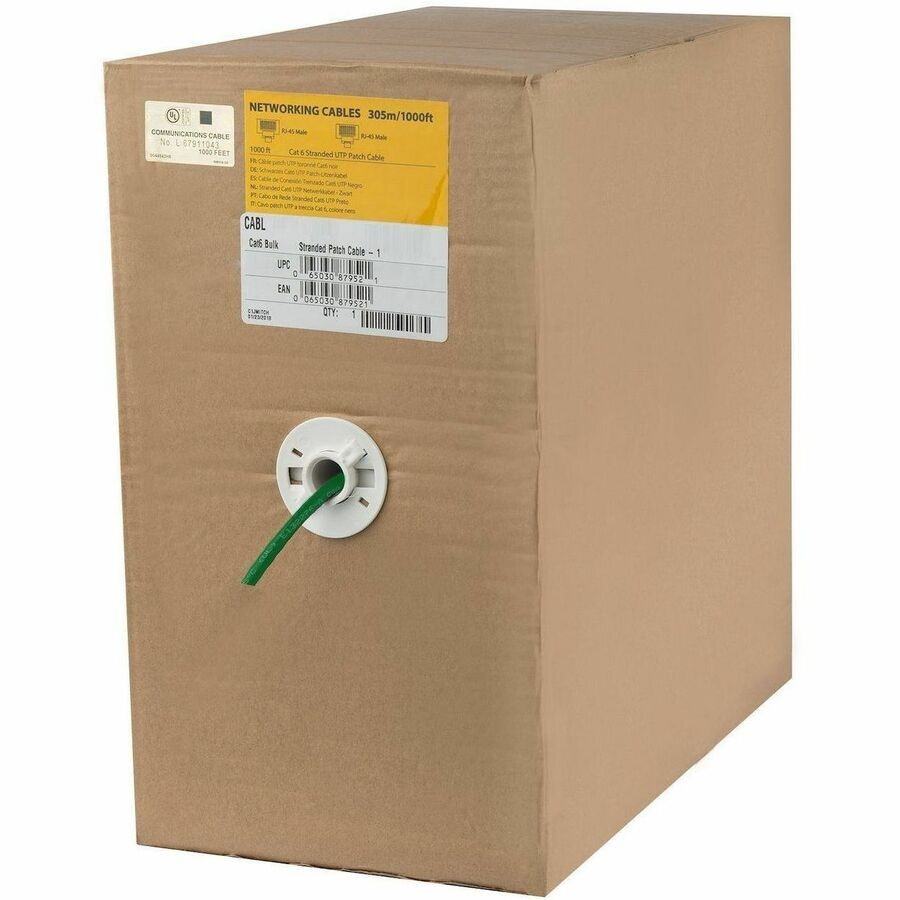 StarTech 1000ft Bulk Cat6 Stranded Ethernet Cable, Green - CM-Rated