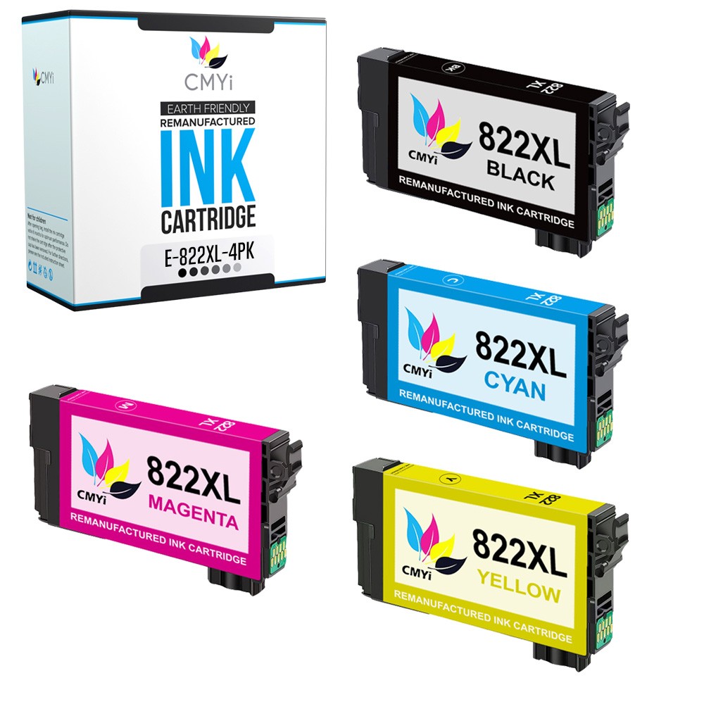 4-Pack CMYi Compatible 822XL Ink Cartridges for Epson WorkForce Pro WF-3820 4830