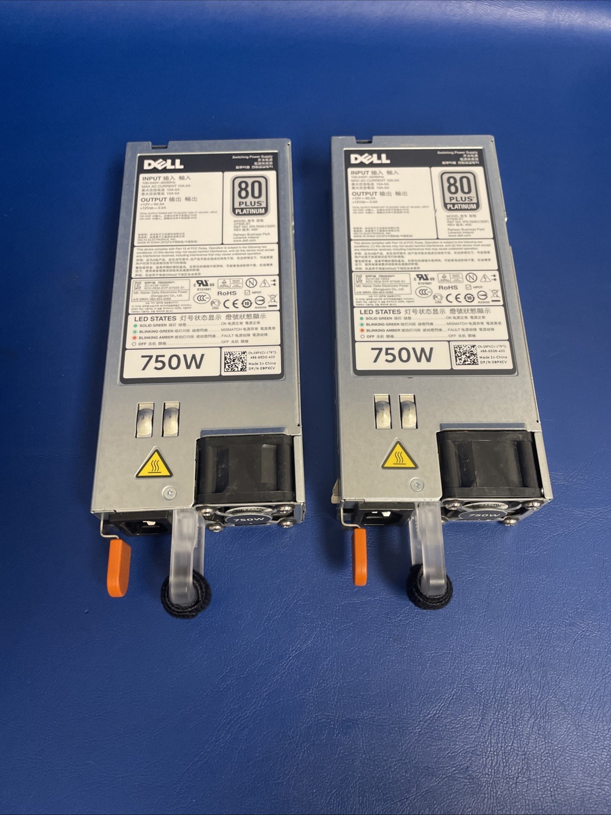 2X OEM Dell D750E-S1 750W  Poweredge 80 Plus Platinum Switching POWER SUPPLY