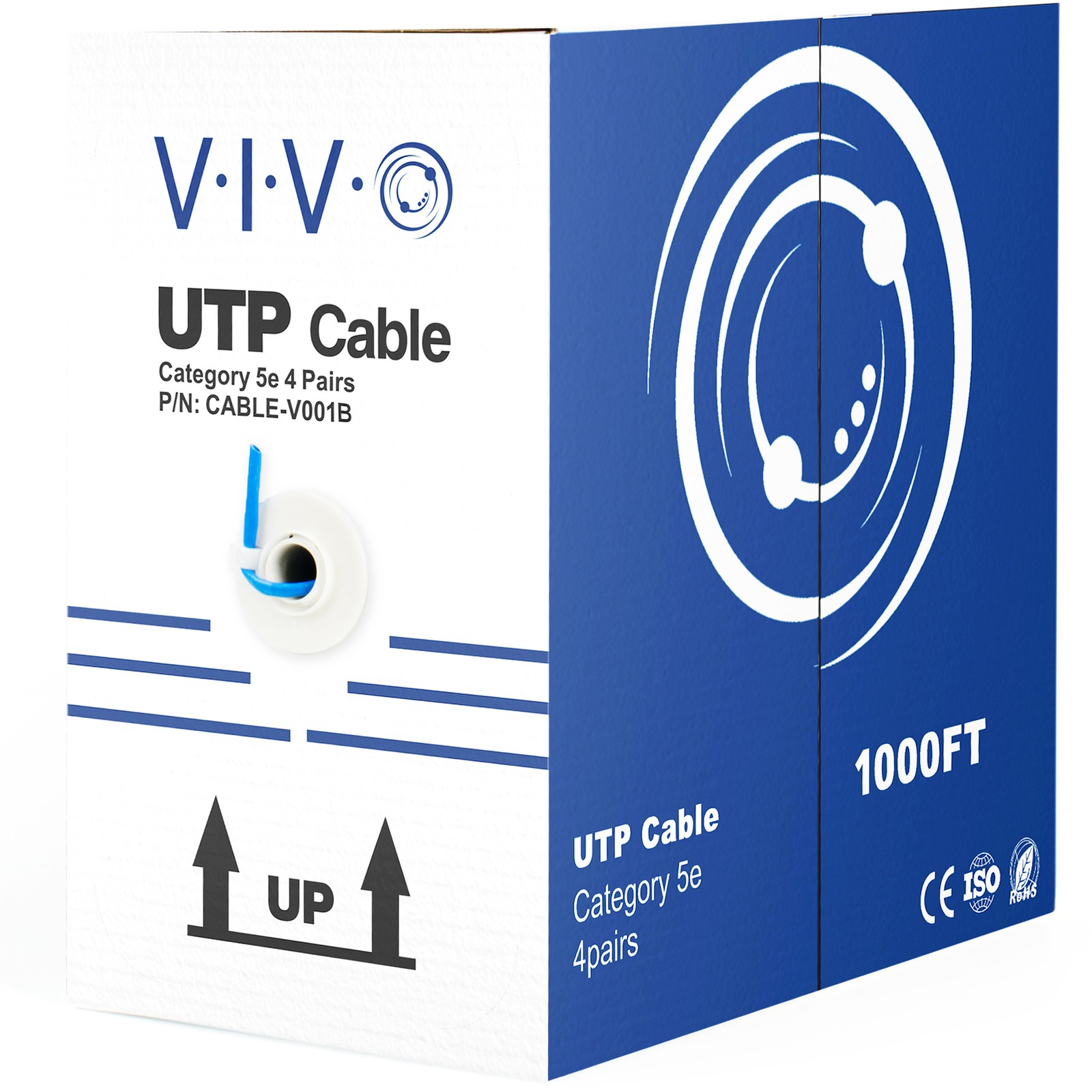 VIVO 1,000ft Blue bulk Cat5e LAN Ethernet Cable Wire UTP Pull Box 1000 ft Cat-5e