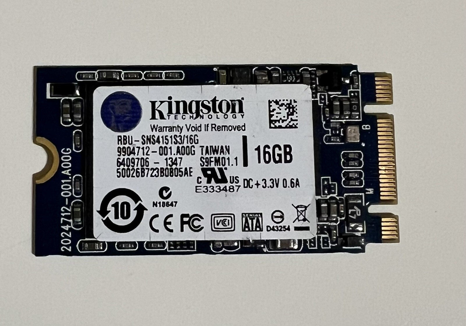 Kingston Chromebook 16GB Kingston M.2 SSD/NVME  RBU-SNS4151S3/16GD SATA 2242