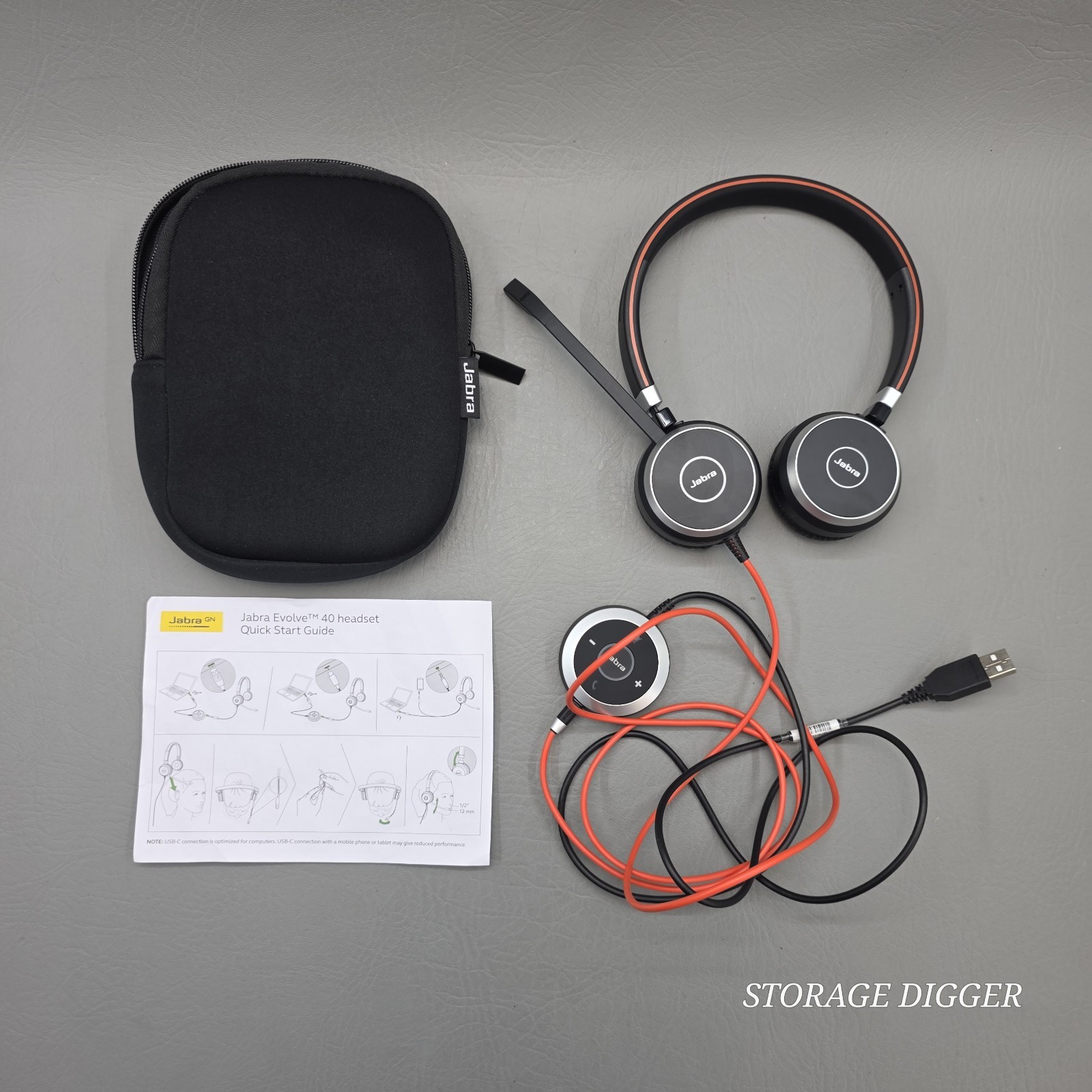 Jabra Evolve 40 Wired Stereo USB Headset HSC017 W/ Controller ENC010