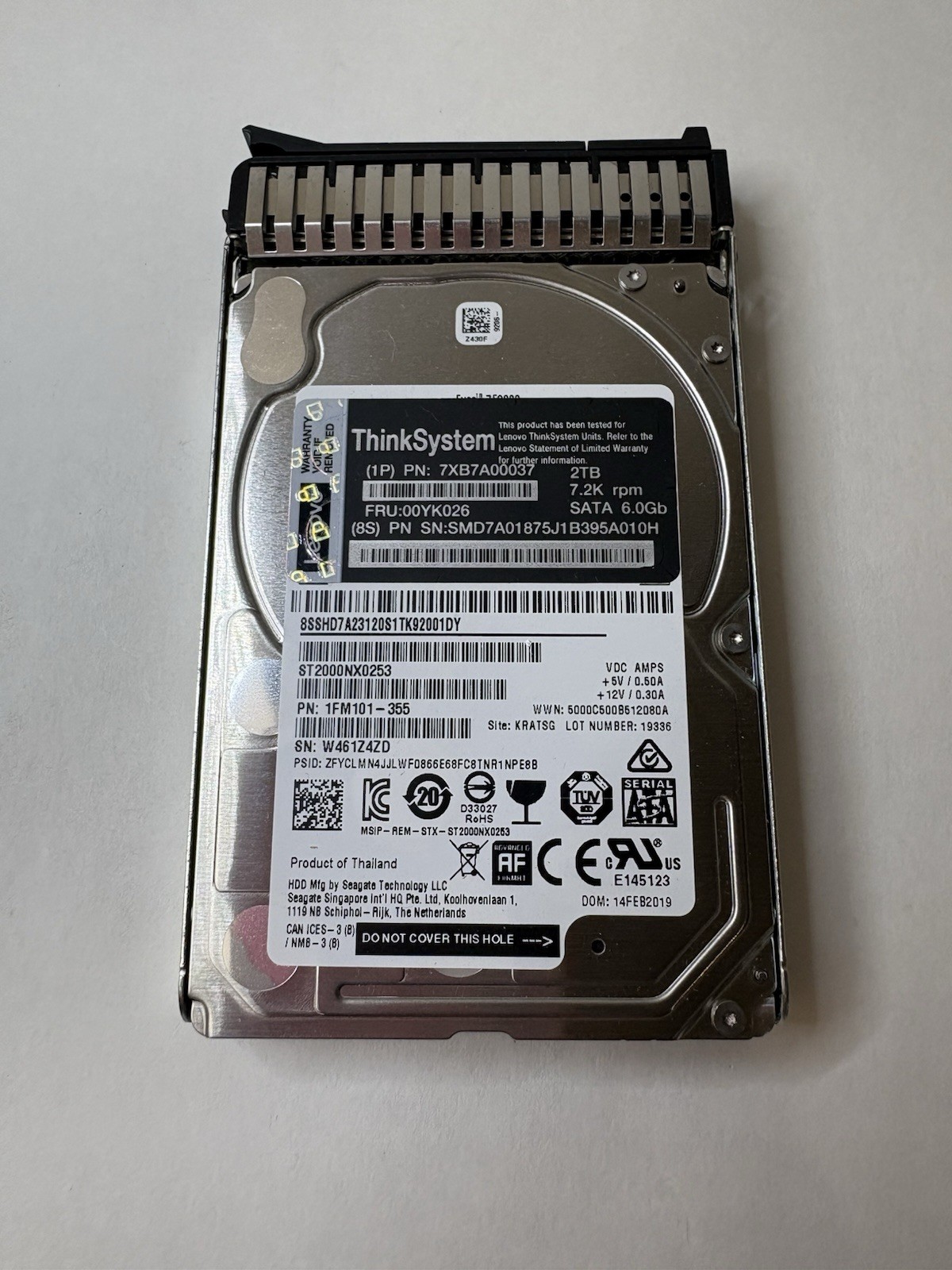 7XB7A00037 FOR LENOVO ThinkSystem 00YK026 2TB 7.2K SATA 6G 2.5" HDD Hard Drive