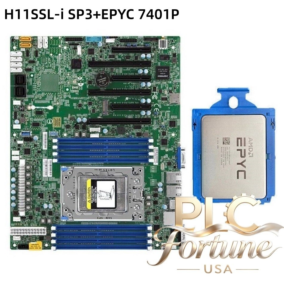 Used Supermicro H11SSL-i Motherboard With AMD EPYC 7401P 24C SP3 CPU Processor
