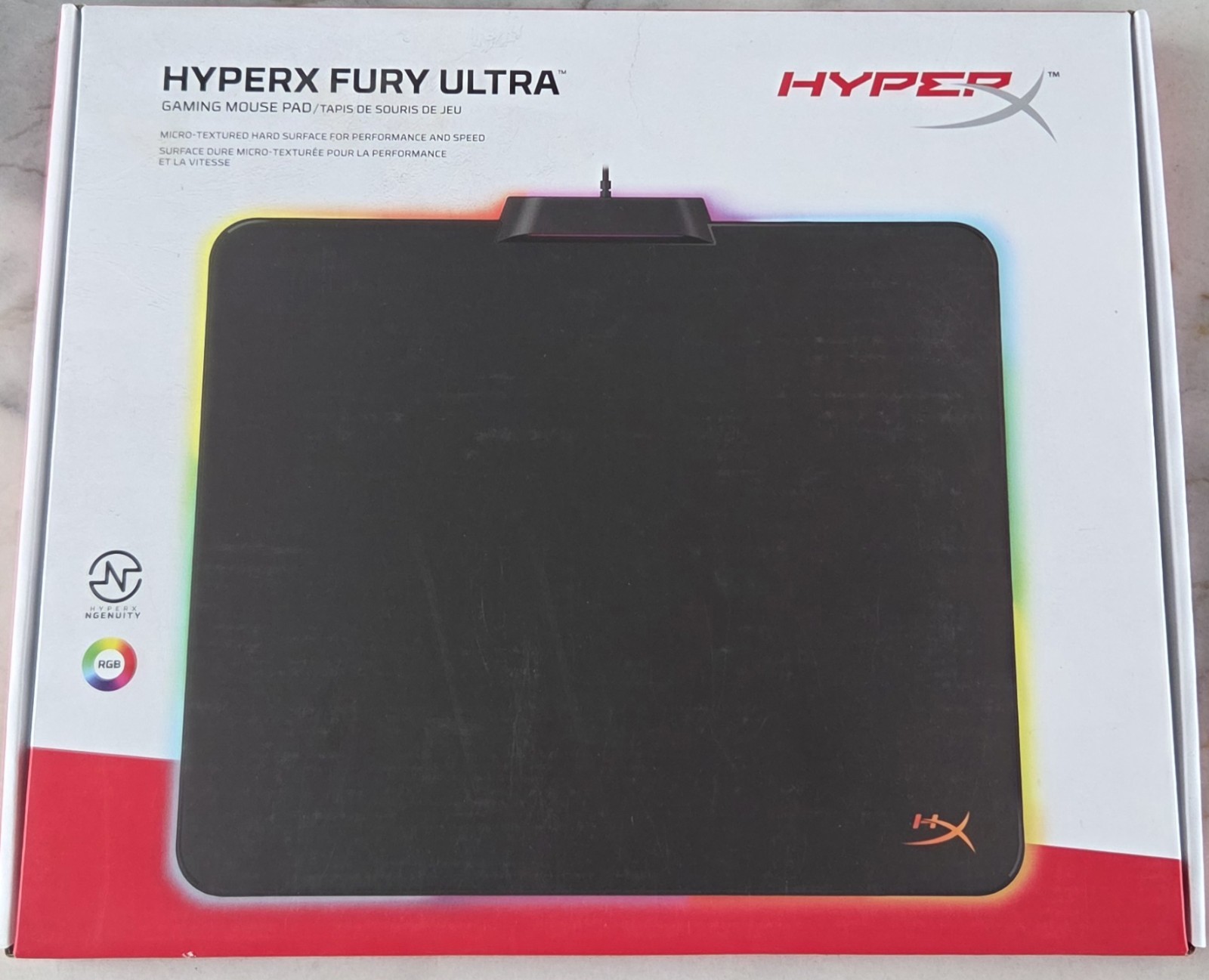 HyperX Fury Ultra – RGB Gaming Mouse Pad, 360° RGB Lighting (HX-MPFU-M) NIB