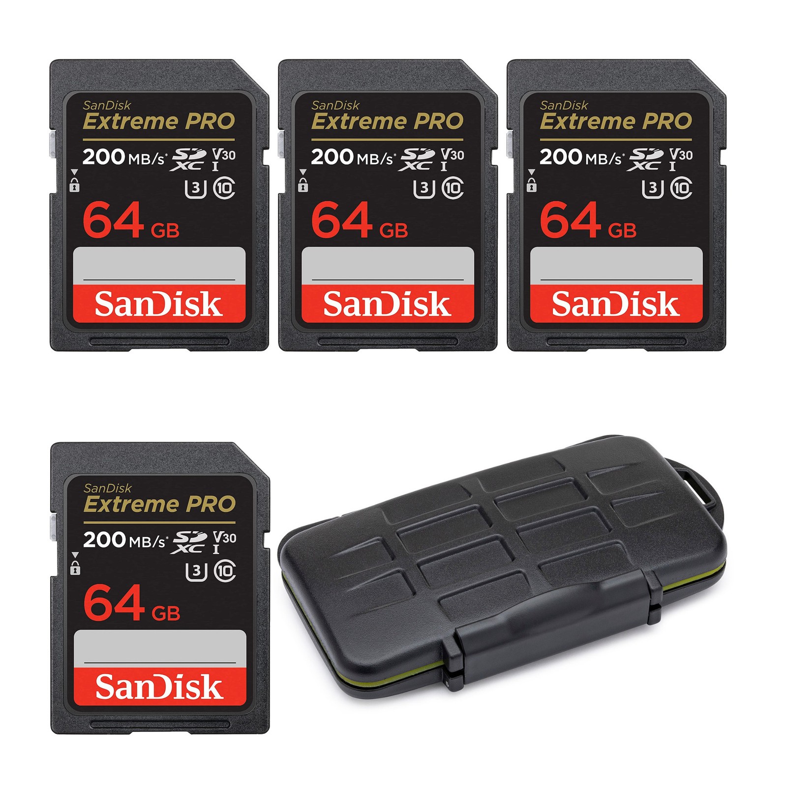 SanDisk 64GB Extreme PRO 200MB/s Memory Card Bundle with Storage Carrying Case
