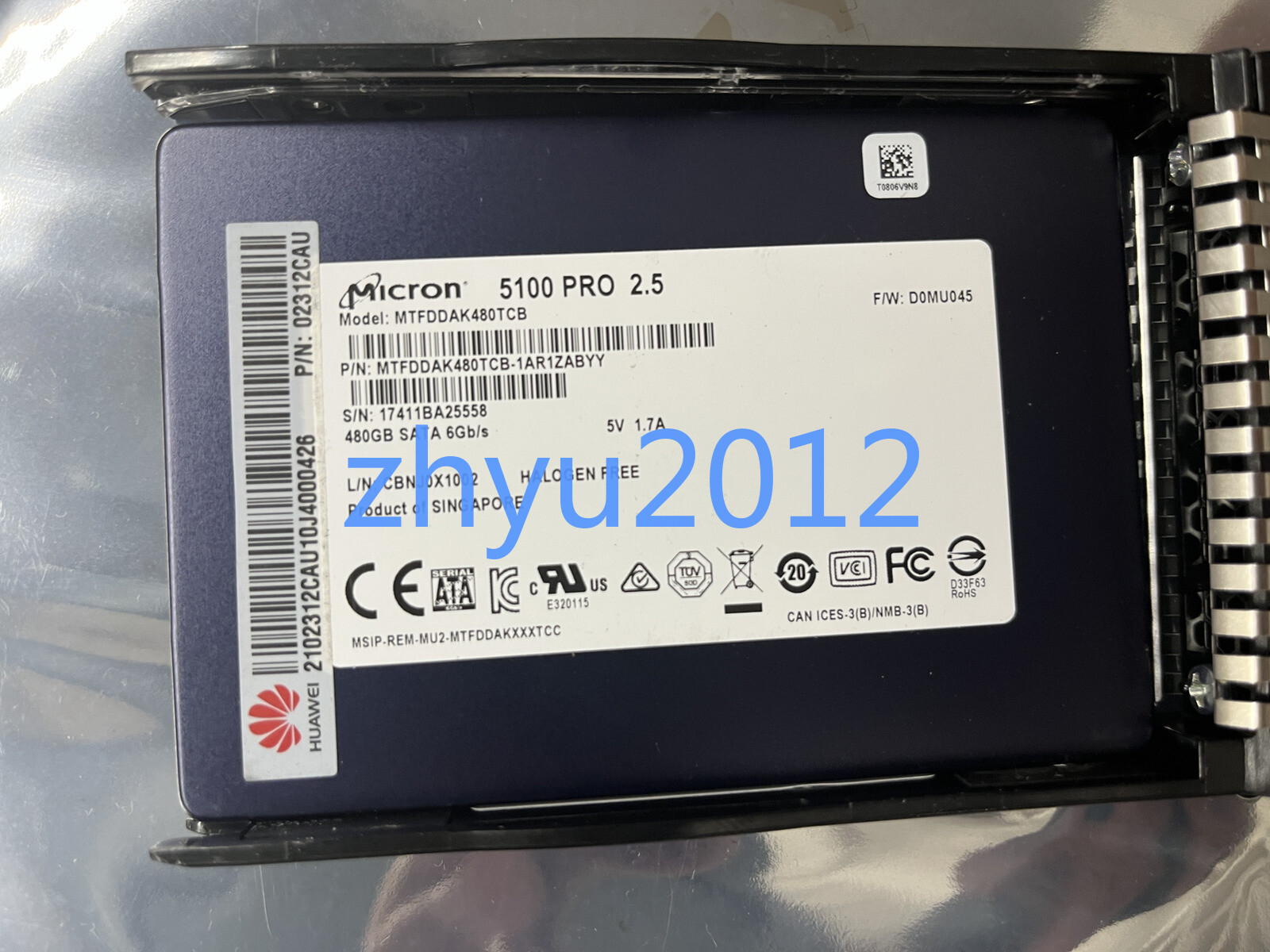 100% Test1pc Used MTFDDAK480TCB-1AR1ZABYY (by DHL or FedEx