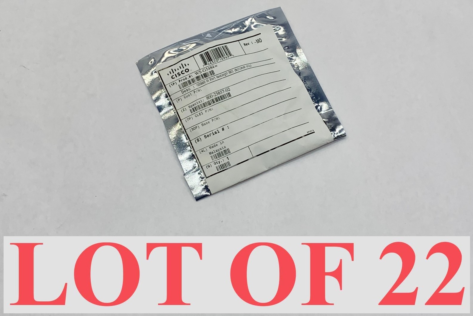 Cisco WS-G5484 1000BASE-SX Short Wavelength GBIC Transceiver Genuine Lot 22 NEW