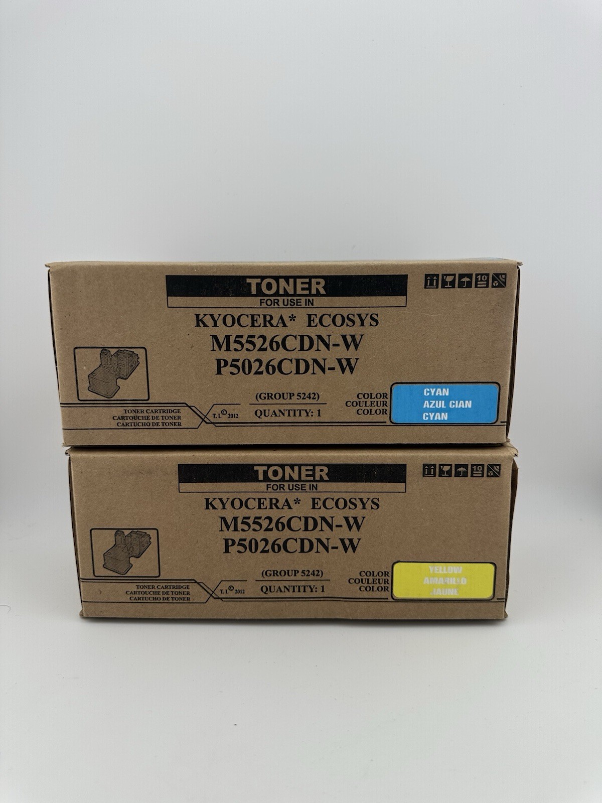 2-Pack Compatible TK-5242 Toner Cyan Yellow for Kyocera M5526cdn P5026cdn