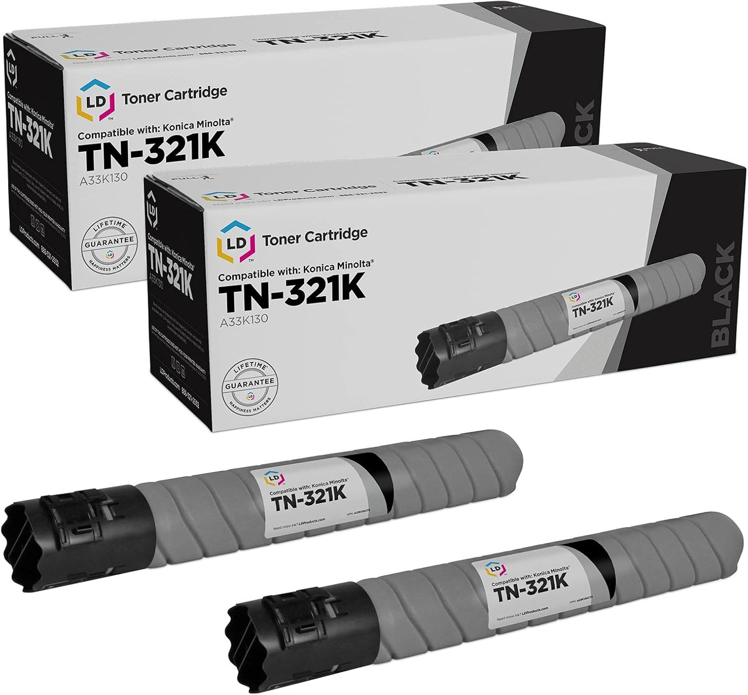 Compatible Konica Minolta TN-321K Toner Cartridge 2-Pack for Bizhub Black