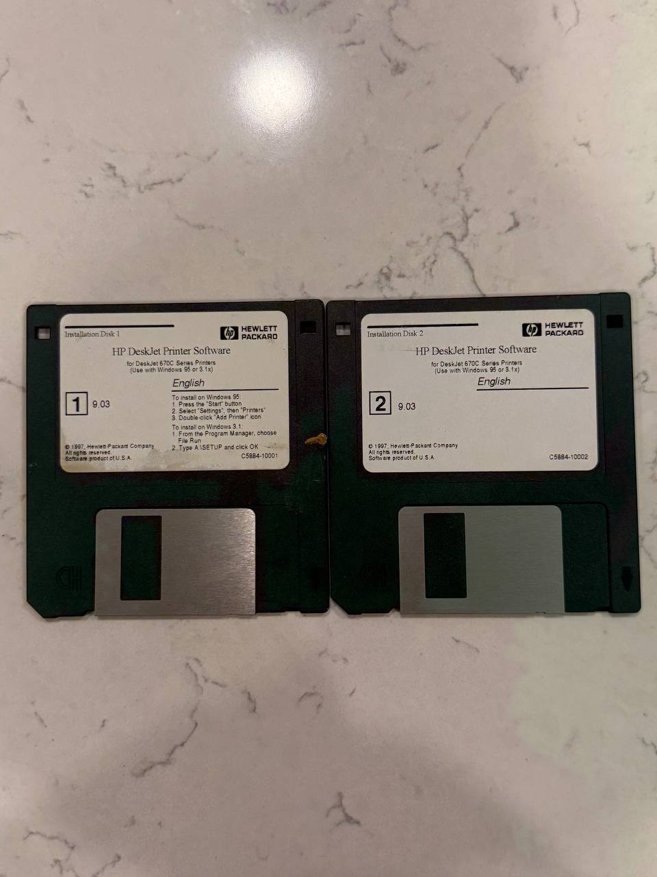 Vintage 1997 HP DeskJet 670C Printer Software Drivers 2 Floppy Disks 3.5 UNTESTE