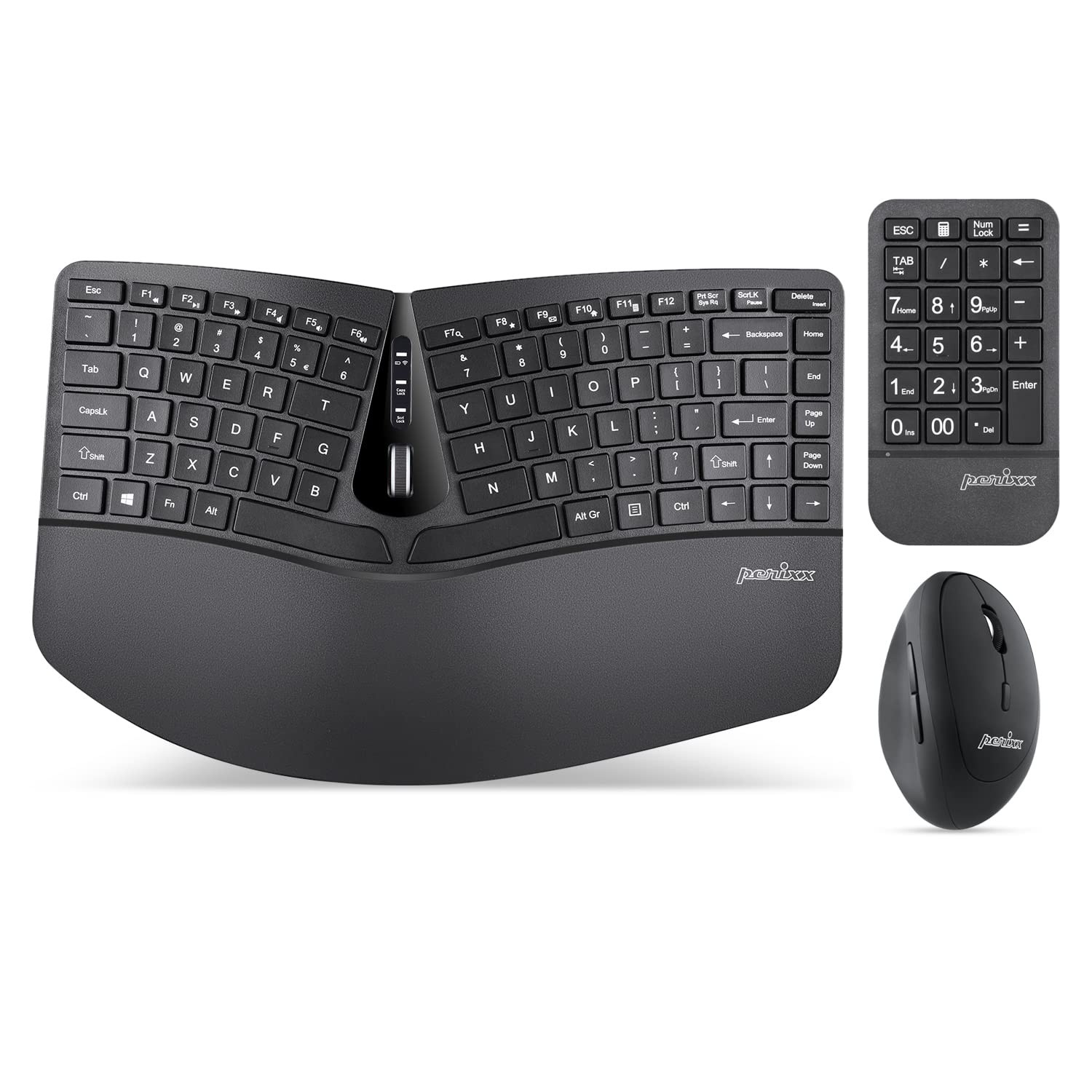 PERIDUO-606A, 3-in-1 Wireless Compact Ergonomic Keyboard with Vertical Mouse ...