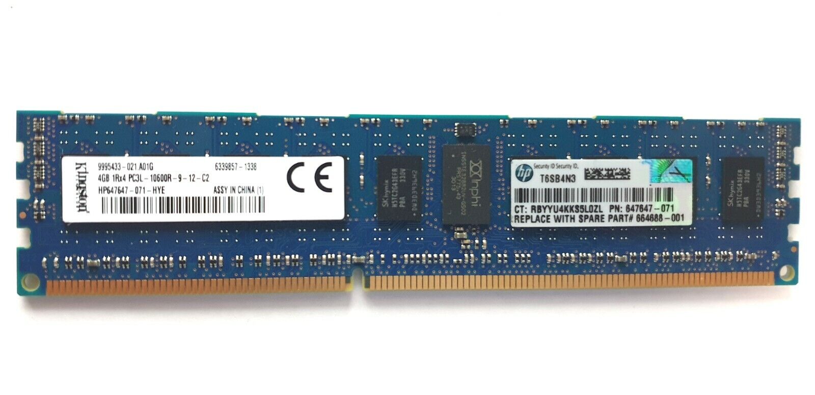 Kingston 4GB 1RX4 PC3L--10600R-9-12-C2 HP647647-071-HYE Server Memory Ram