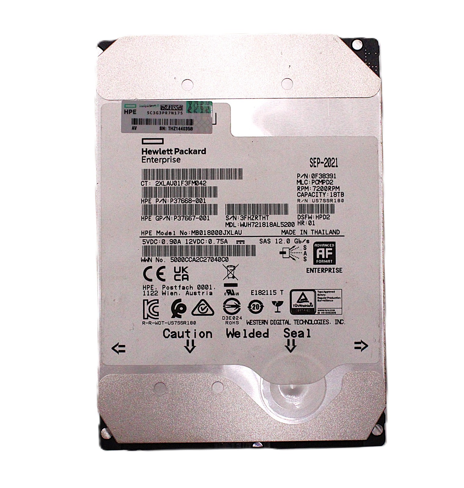 HPE 18TB | WUH721818AL5200 | PN:0F38391 | 7.2K RPM SATA