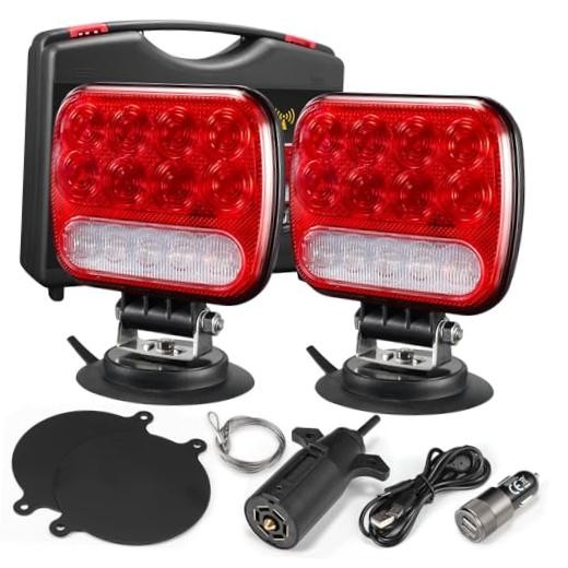 Portable Red LED Trailer Light Kit - Magnetic Towing Tail Light