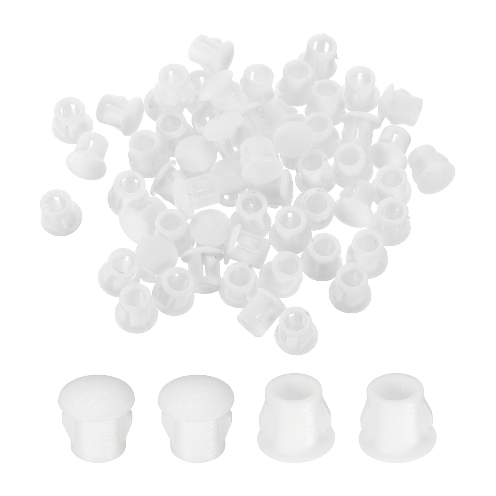 100-PackWhite Hole Plugs, 6mm / 0.24 Inch Plastic Hole Cover Panel Plugs
