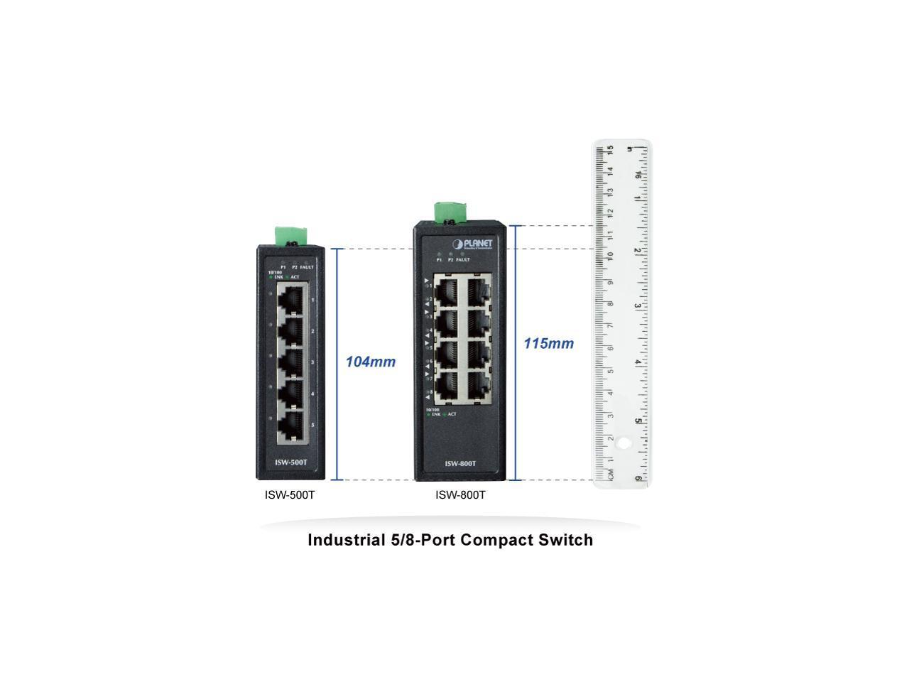 Planet ISW-800T IP30 Compact Size 8-Port 10/100TX Industrial Fast Ethernet Switc