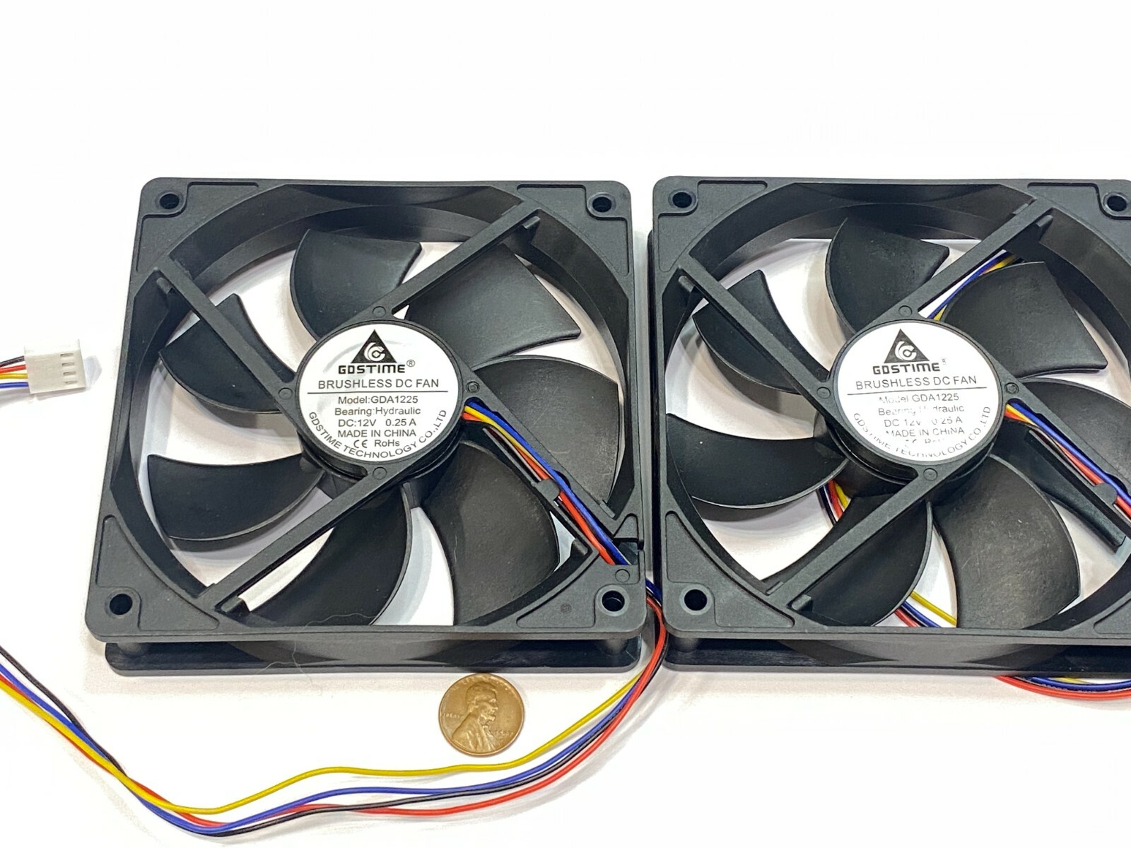 2 pieces GDSTIME Computer Case fan Large12V 4Pin 120mm 25mm gda blower 1225