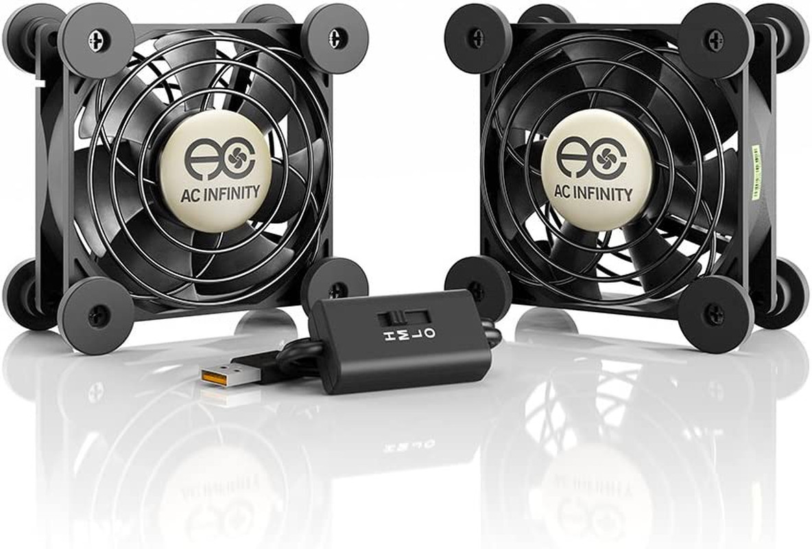AC Infinity MULTIFAN S5, Quiet Dual 80mm USB Fan, UL-Certified for Receiver DVR