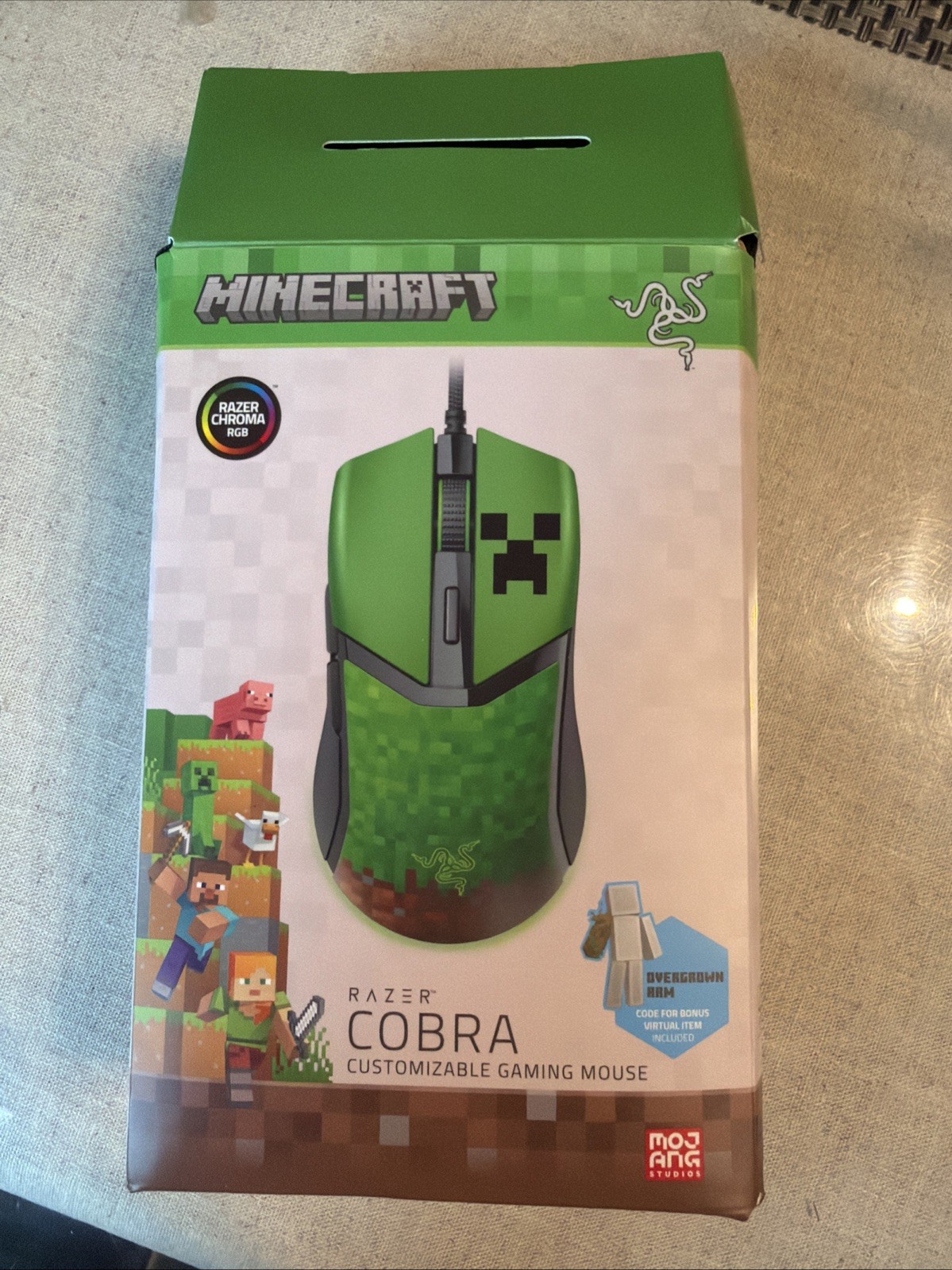Razer - Cobra Customizable gaming mouse wires Minecraft Creeper Themed 