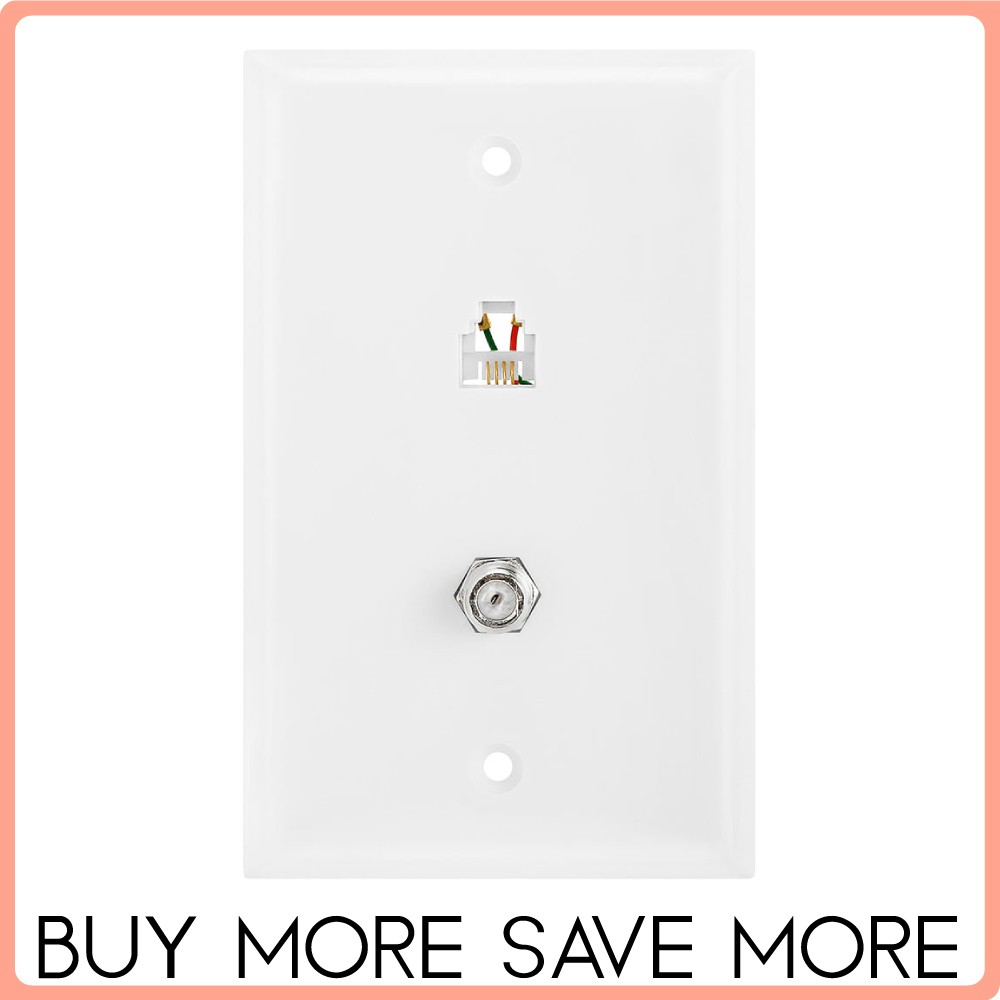 RJ11 + F-Type Wall Plate Modular Phone Wallplate Satellite Coaxial Faceplate