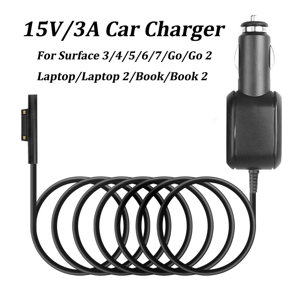 Car Cigar Charger Power Cord for Microsoft Surface Pro 3/4/5/6/7/8 Book/Go 1/2