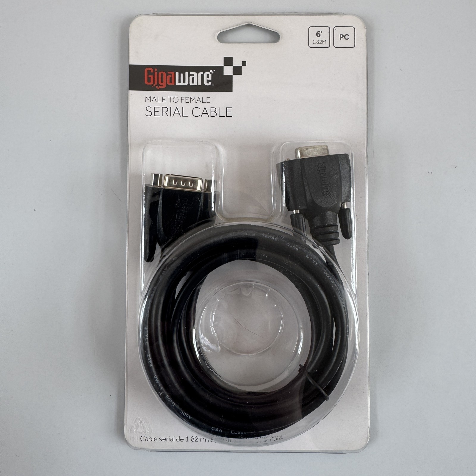GigaWare DB9 Male to Female Serial Cable 6ft 1.82m PC Modem Scanner