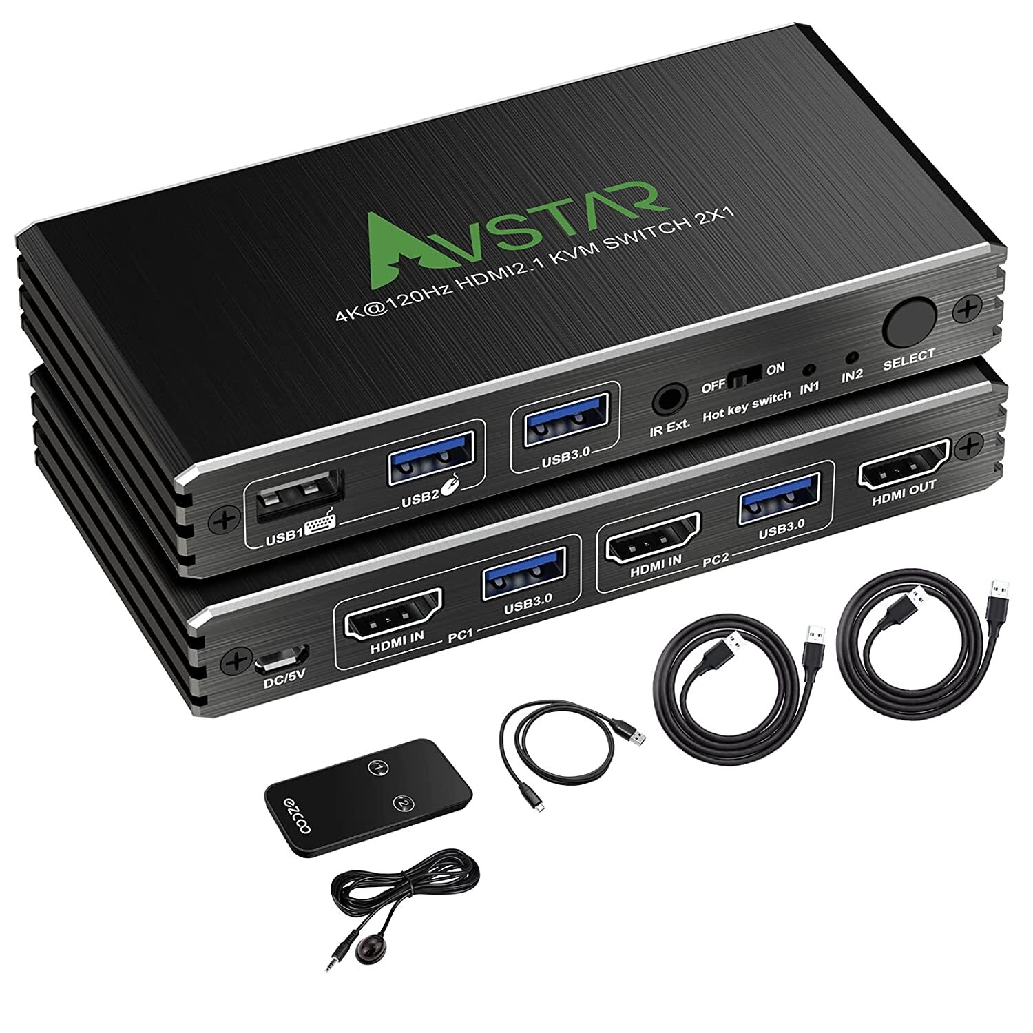 8K@60Hz 4K@120Hz HDMI 2.1 KVM Switch with USB 3.0 2 in 1 Out, 2 Port KVM Switch 