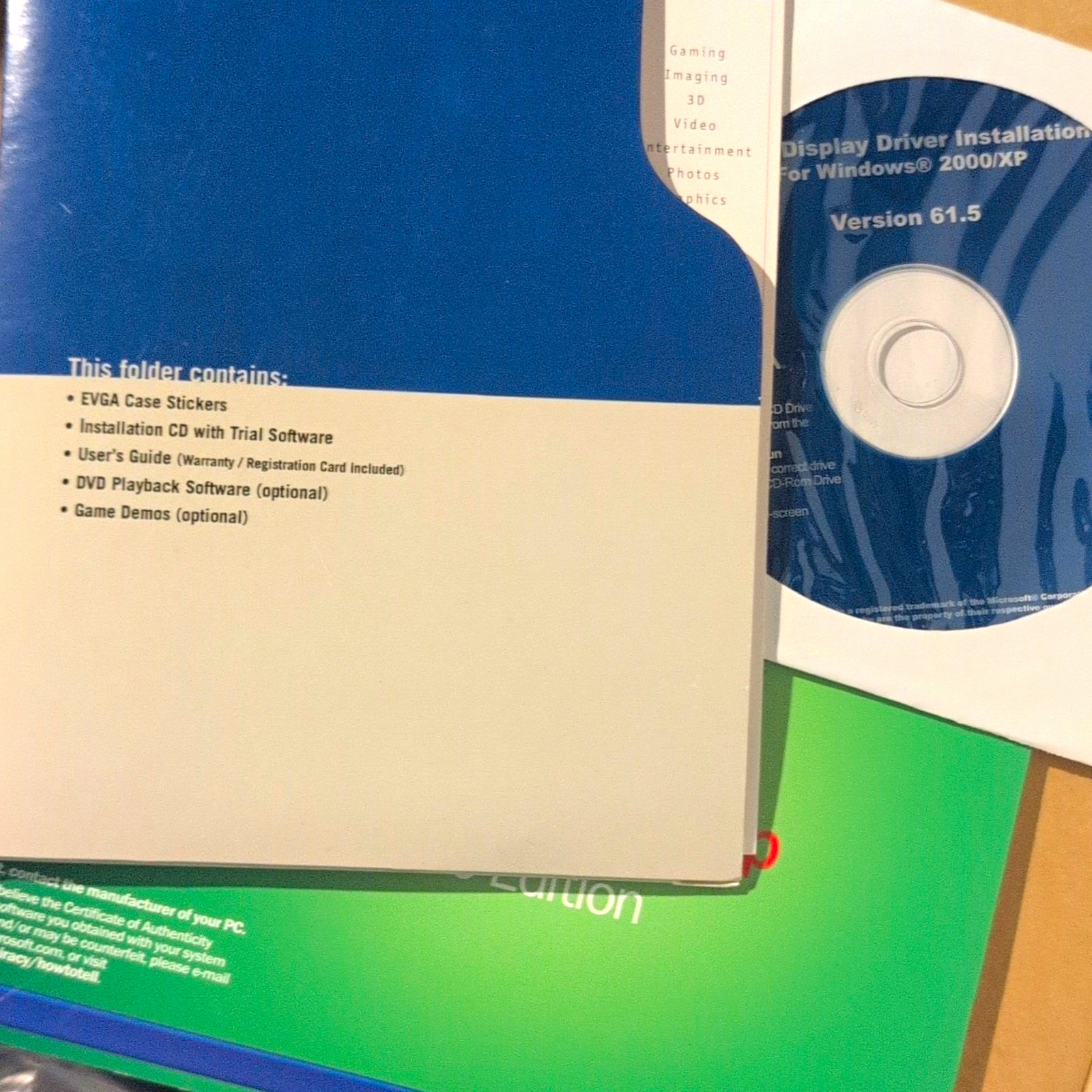 EVGA Drivers & Utilities Display Driver CD v61.5 for Windows 2000/XP