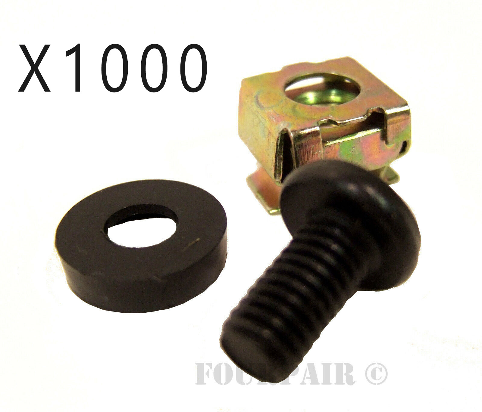 1000 Pack Lot - M6 Rack Mount Cage Nuts, Screws, & Washers - Square Clips Server